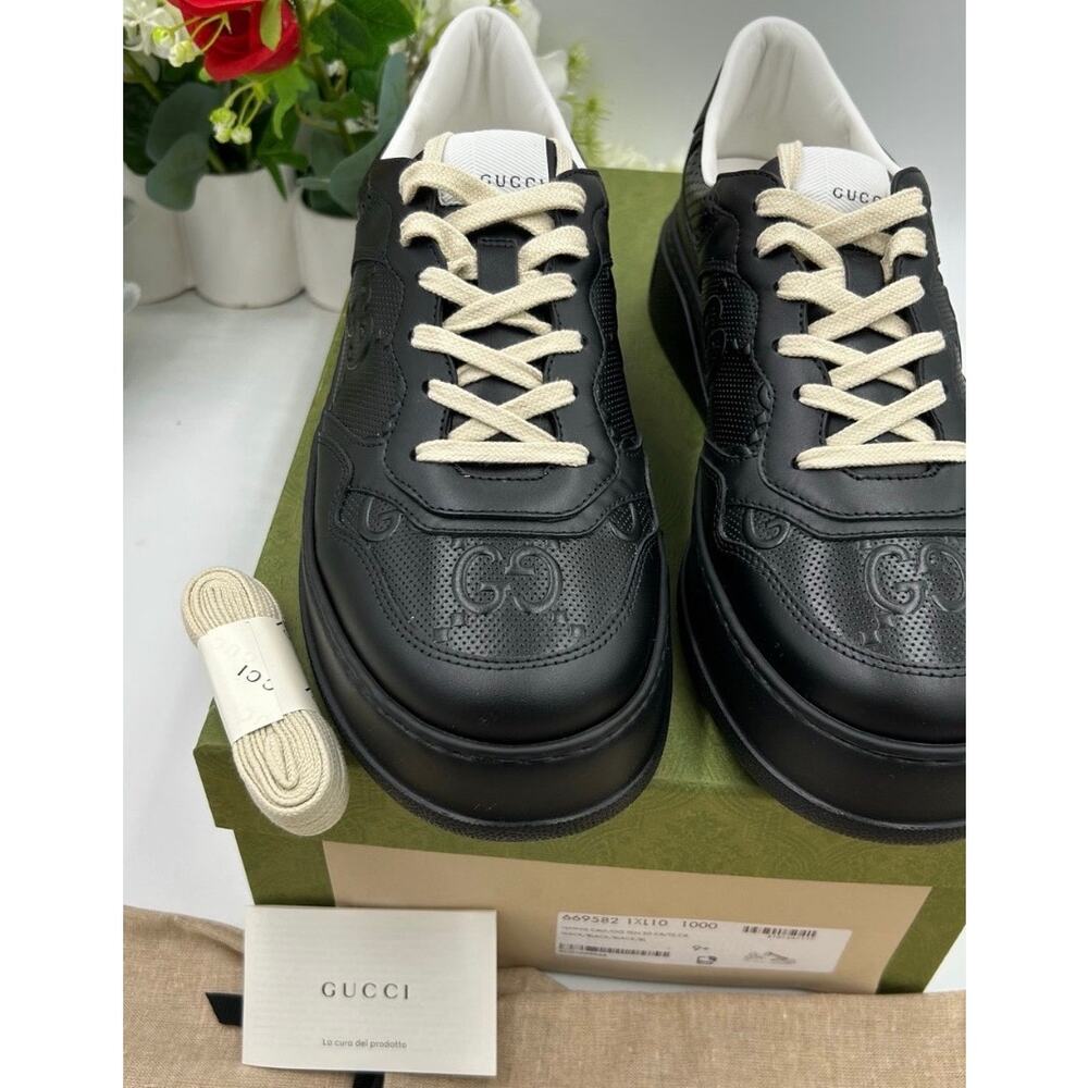 Men's Gucci GG embossed Leather sneakers size 9.5 fits 10 US made in Italy - Picture 5 of 12